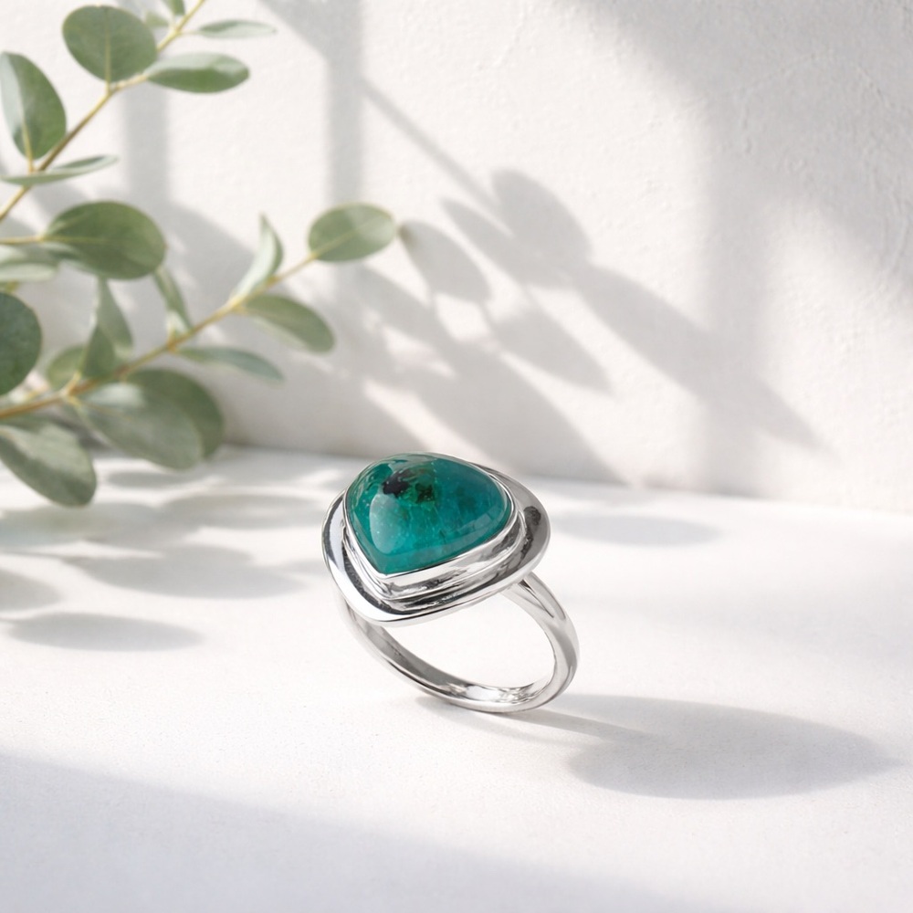 Azurite Chrysocolla Ring - Picture 4 of 15